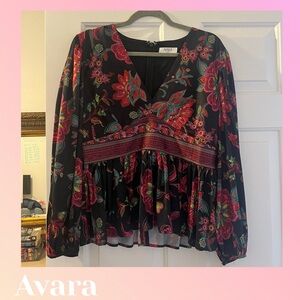 Avara Women's Floral Black Top